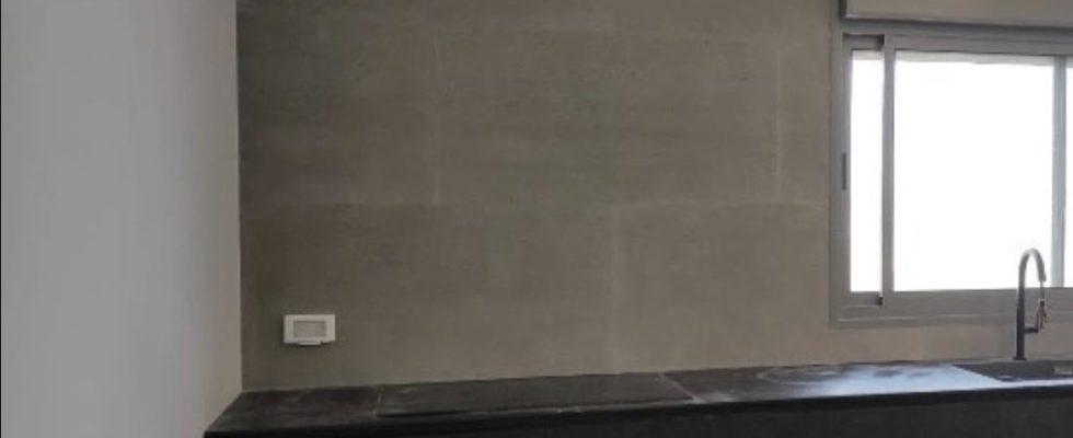 חיפוי מטבח בבטון - אבן סיב